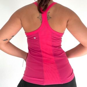Lululemon Pink Strappy Top with bra Size 8